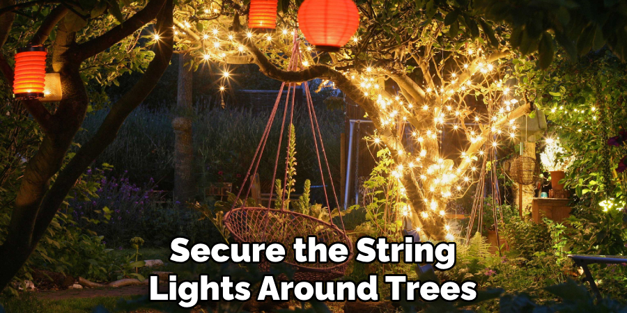 Secure the String Lights Around Trees