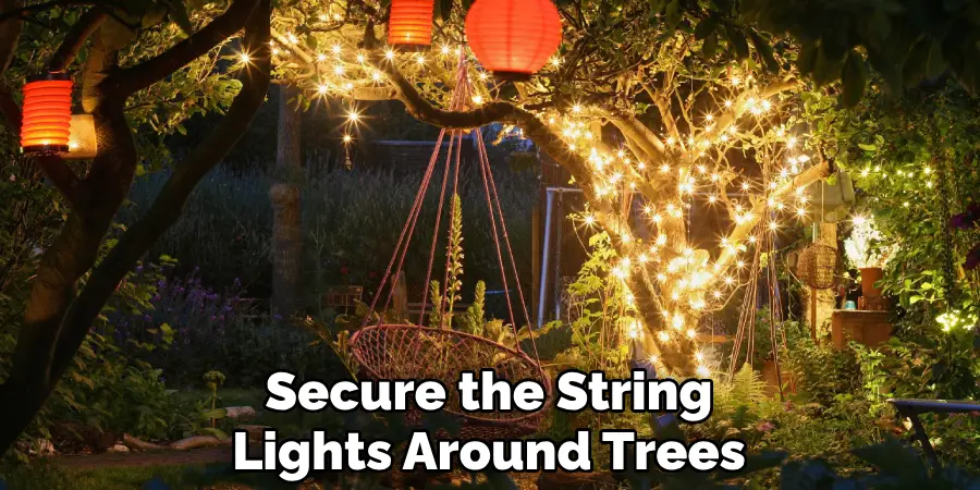 Secure the String Lights Around Trees