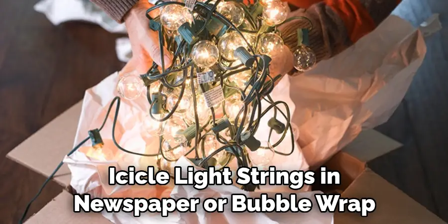 Icicle Light Strings in Newspaper or Bubble Wrap