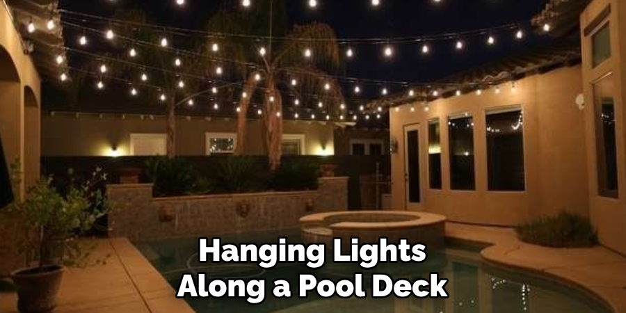 Hanging Lights Along a Pool Deck