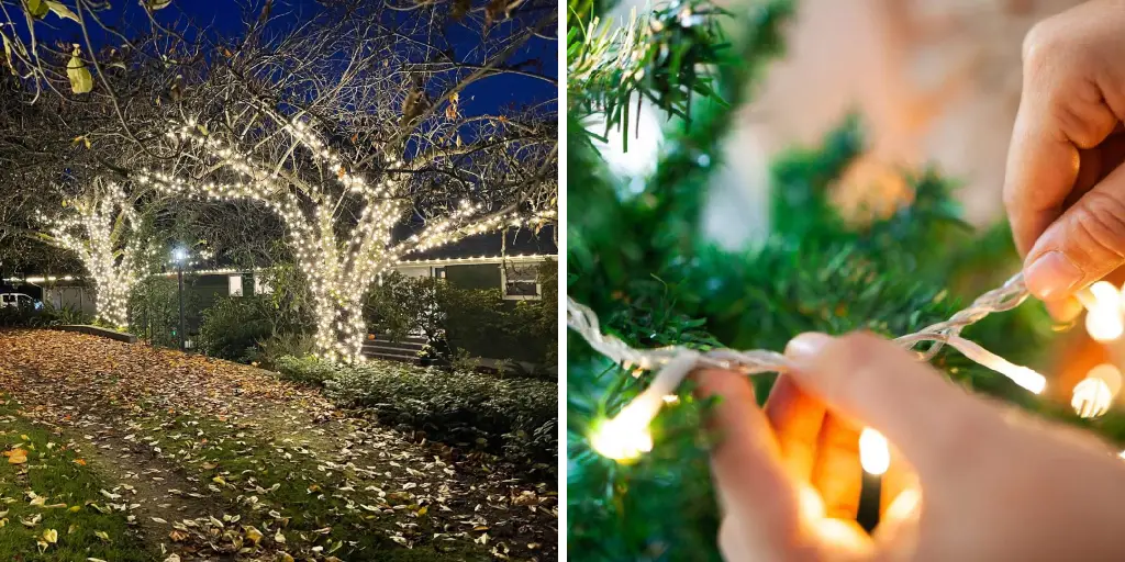 How to Put Lights on a Large Outdoor Tree